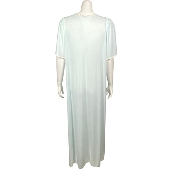 Vintage Shadowline Light Blue Nylon Nightgown Womens M Flutter Sleeves Lace Trim - Picture 4 of 6